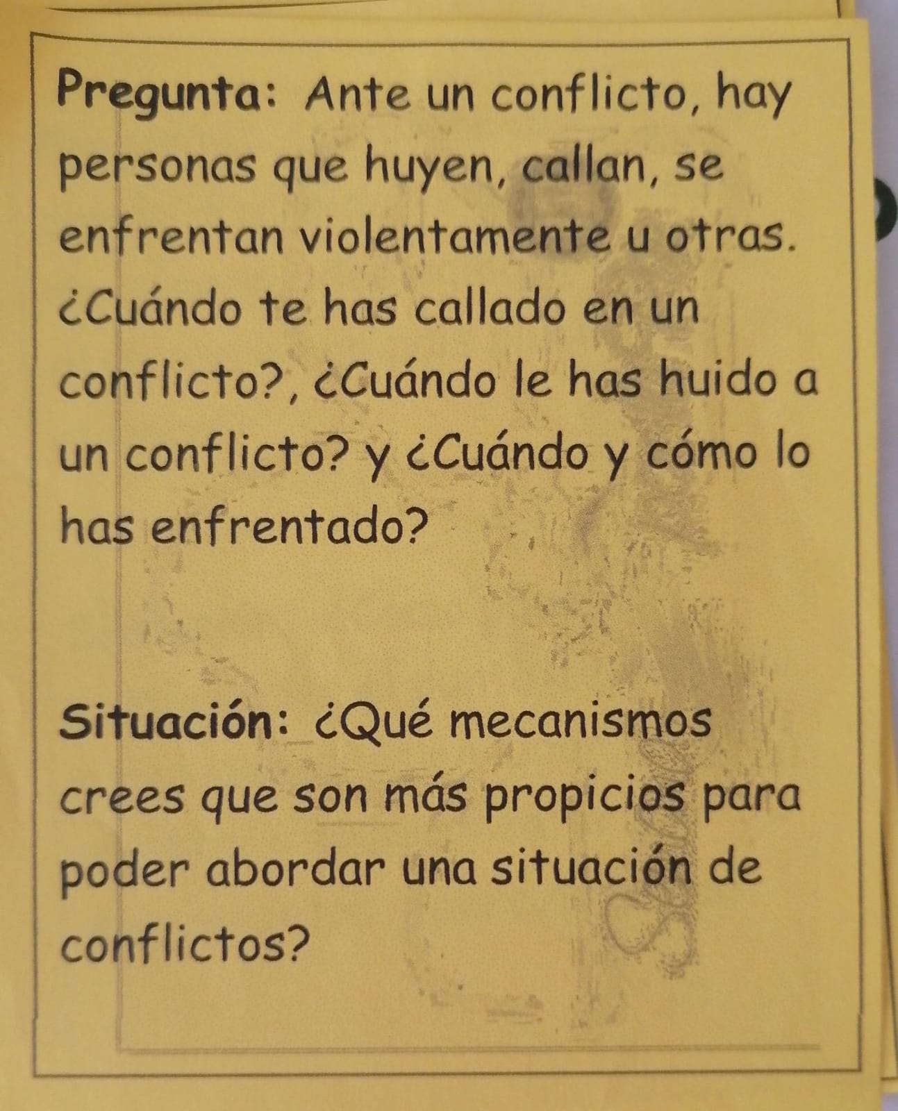Algunas de las preguntas realizadas en grupos.